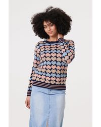 Izabel London - Heart Print Long Sleeve Jumper - Lyst