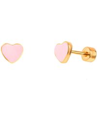 The Jewellery Stockroom - Plated Enamel Heart Flatback Stud Earrings - Lyst