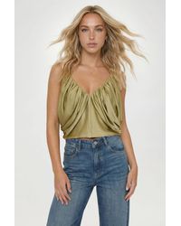 Boohoo - Satin Puffball Cami Blouse - Lyst