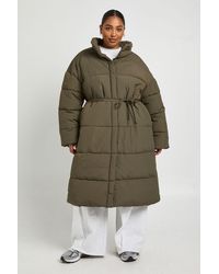 Boohoo - Plus Tie Waist Puffer Jacket - Lyst