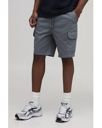 BoohooMAN - Tall Skinny Fit Twill Mid Length Cargo Shorts - Lyst