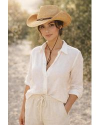 SVNX - Wide Brim Straw Sun Hat With Adjustable Chin Strap - Lyst