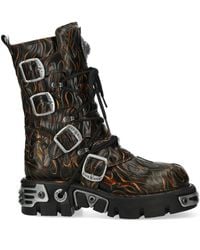 New Rock - M-591-C62 Mid-Calf High Flame Leather Metallic Gothic Boots - Lyst