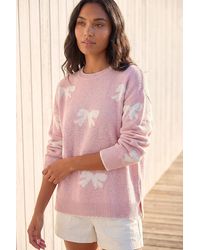 Roman - Bow Contrast Stitch Knit Jumper - Lyst