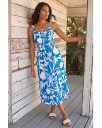 Roman - Shirred Waist Strappy Midi Dress - Lyst