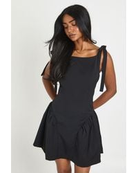 Boohoo - Tailored Tie Shoulder Skater Dress - Lyst
