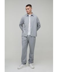 BoohooMAN - Pinstripe Regular Shirt & Straight Leg Trouser Set - Lyst