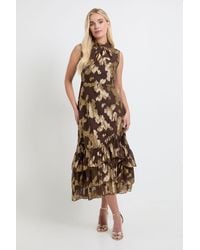 Wallis - Petite Metallic Ruffle Hem Maxi Dress - Lyst