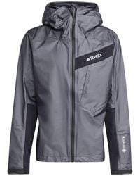 adidas - Gore Act Hooded Neck Full Zipper Geometric Patterned Rain Jacket - Lyst