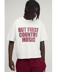 BoohooMAN - Oversized Boxy Country Slogan Heavyweight T-Shirt - Lyst