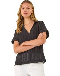 Roman - Textured Collar V-Neck Top - Lyst