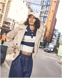 River Island - Polo Shirt Cropped Stripe Viscose - Lyst