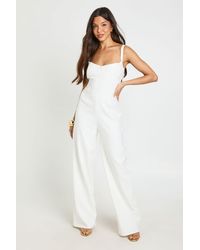 Boohoo - Seam Detail Underwired Wide Leg Jumpsuit - Lyst