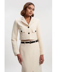Karen Millen - Textured Tweed Pocket Front Tailored Cropped Jacket - Lyst