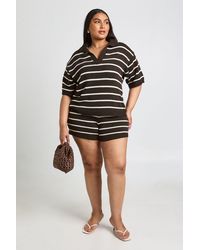 Boohoo - Plus Knit Stripe Beach Short - Lyst