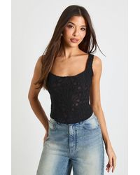 Boohoo - Sheer Lace Corset Top - Lyst