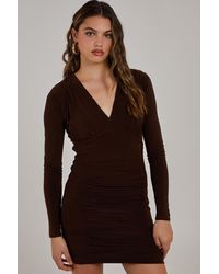 Pink Vanilla - V Neck Slinky Long Sleeve Dress - Lyst