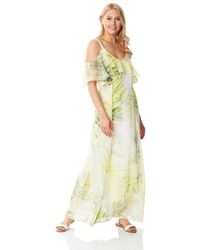 Roman - Leaf Print Cold Shoulder Maxi Dress - Lyst