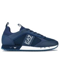 EA7 - B&w Mesh Run Trainers In Navy By Emporio Armani - Lyst