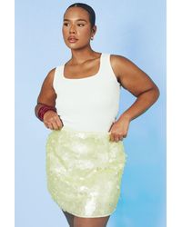 Boohoo - Plus Matte Mixed Sequin Mini Skirt - Lyst
