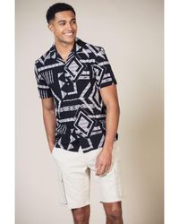 French Connection - Black Print Short Sleeve Shirt Viscose - Lyst