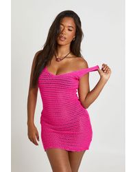 Boohoo - Beach Crochet Knitted Mini Dress - Lyst