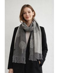 SVNX - Tree Print Cashmere Blend Scarf With Tassels - Lyst