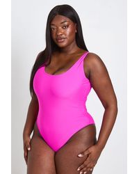 Boohoo - Plus Essentials Scoop Neck Swimsuit - Lyst