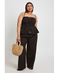 Boohoo - Plus Beaded Detail Tie Wide Leg Trouser - Lyst