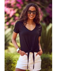 Sosandar - Premium Jersey Tie Front T-Shirt - Lyst