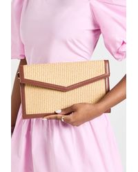 Boohoo - Contrast Raffia Clutch Bag With Detachable Handle - Lyst