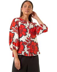 Roman - Petite Floral Buttoned Blouse - Lyst