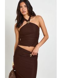Boohoo - Sheer Trim Halterneck Top - Lyst