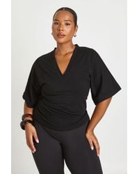 Boohoo - Plus V Neck Cinched Waist Top - Lyst