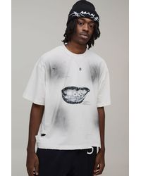 BoohooMAN - Premium Oversized Boxy Washed Printed T-Shirt - Lyst