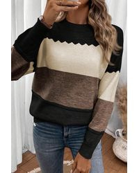Azura Exchange - Color Block Knit Pullover Sweater - Lyst