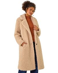 D.u.s.k - Borg Detail Longline Coat - Lyst