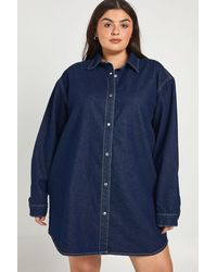 Boohoo - Plus Oversized Denim Shirt Dress - Lyst
