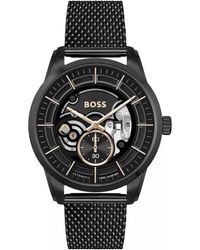 BOSS - Zwarte Rvs Dress Watch - Lyst