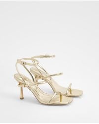 Boohoo - Metallic Padded Strappy High Heels - Lyst