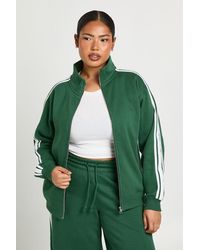 Boohoo - Plus Funnel Neck Side Stripe Zip Up Jacket - Lyst