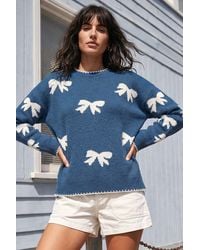 Roman - Bow Contrast Stitch Knit Jumper - Lyst