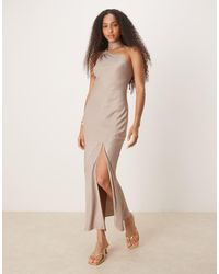 ASOS - Satin Tie Neck Detail Maxi Slip Dress - Lyst