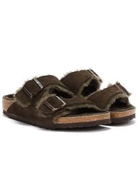 Birkenstock - Arizona Mocca Shearling Sandals - Lyst