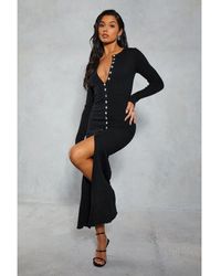 MissPap - Knitted Ribbed Button Down Maxi Dress - Lyst
