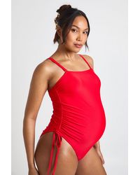 Boohoo - Maternity Ruched Side Square Neck Swimsuit - Lyst