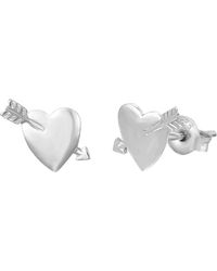 The Jewellery Stockroom - Sterling Heart With Arrow Stud Earrings - Lyst