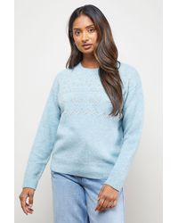Oasis - Embellished Fairisle Crew Neck Jumper - Lyst