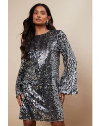 Oasis - Occasion Sequin Flare Sleeve Mini Dress - Lyst