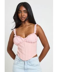 Boohoo - Chiffon Ruffle Corset Top - Lyst
